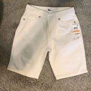 Brand new boys bright white distressed shorts